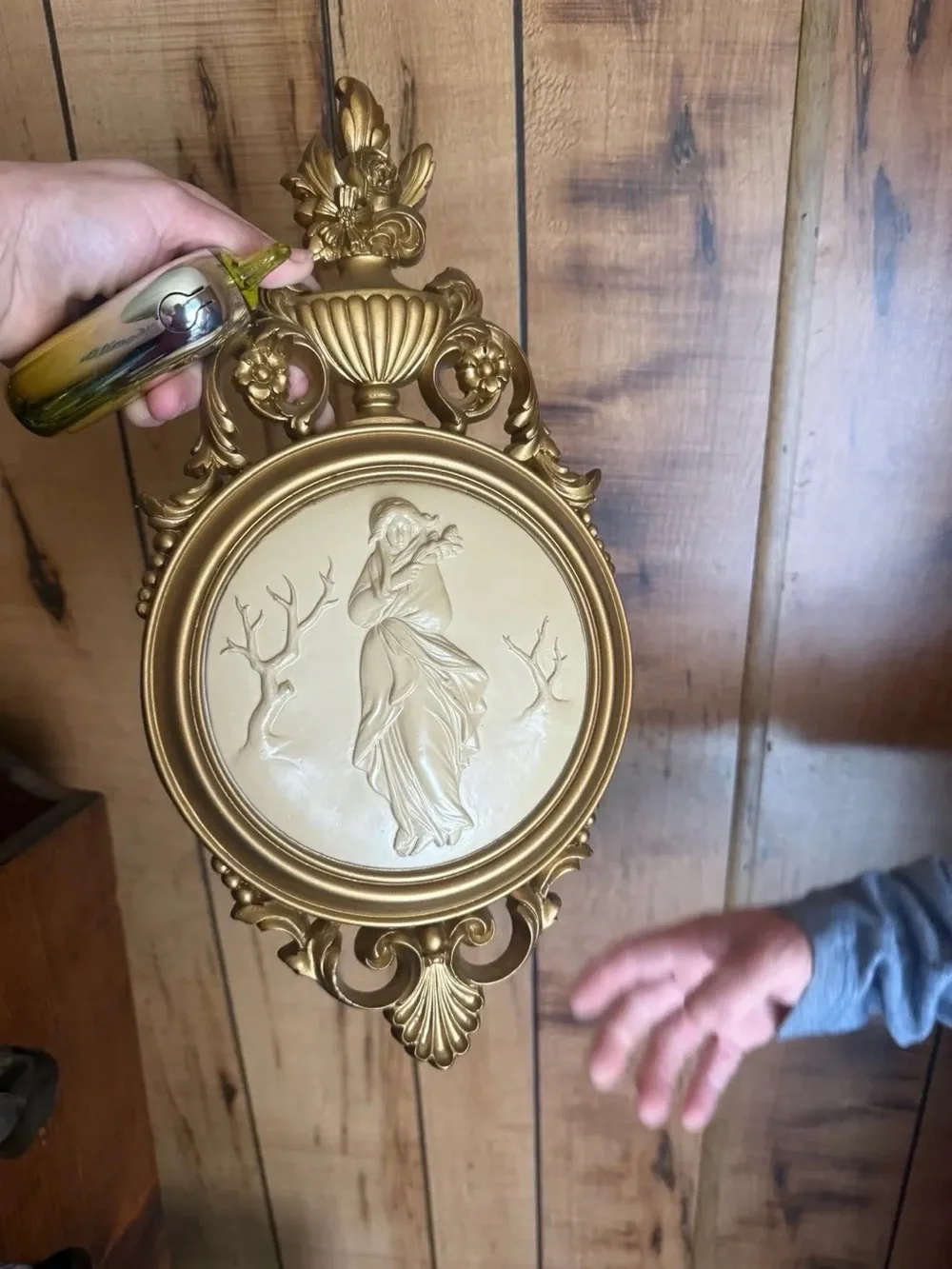 Ornate Gold Wall Plaque with Classical Relief